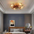 Industrial Cage Ceiling Fan Low Profile 7 Blade Fan with Remote & Light Modern Rustic Cooling for Small Spaces