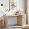 60 Inch Contemporary Executive Desk Wooden Home Office & Fluted Computer Desk