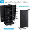 72 Inch Tall Farmhouse Kitchen Pantry Cabinet Stylish Storage Cupboard