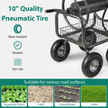 Portable Garden Hose Reel Cart Holds 300FT of 5/8" Large Capacity, Heavy Duty Metal Hose Cart with 4 Wheels & Storage Basket for Lawn Yard