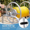 Portable Garden Hose Reel Cart Holds 300FT of 5/8" Large Capacity, Heavy Duty Metal Hose Cart with 4 Wheels & Storage Basket for Lawn Yard