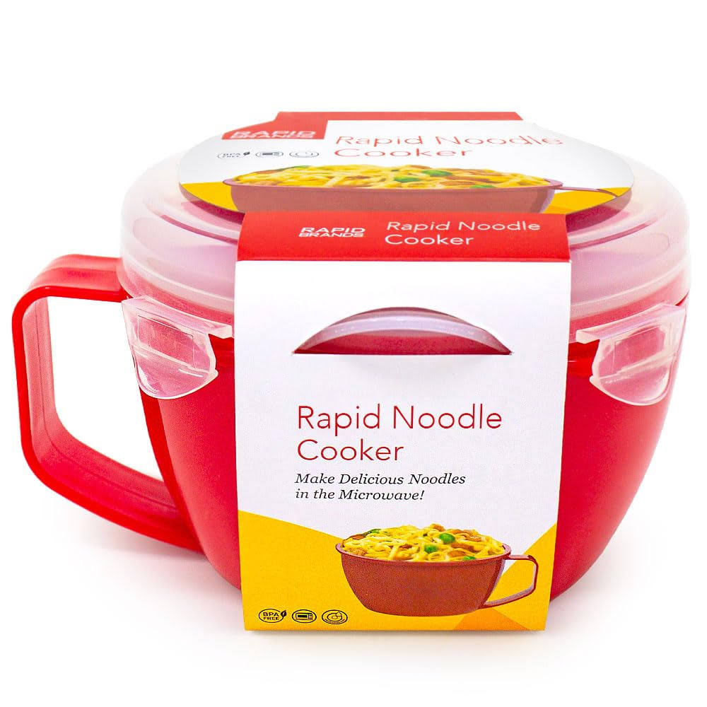 Rapid Brands Rapid Plastic Noodle/Soup Bowl | Microwave Soup & Noodles in Minutes | Perfect for Dorm, Small Kitchen, or Office | Dishwasher S