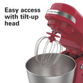 Hamilton Beach 4 Quart Stand Mixer for Kitchen, 7 Speeds, Tilt Head, Dough Hook, Whisk & Flat Beater, White