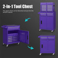 2 in 1 Rolling Tool Chest, 5-Drawer Tool Storage Cabinet with Wheels, Adjustable Shelf, Tool Box Organizer for Garage Warehouse Workshop