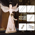 Tangkula 5 FT Lighted Christmas Angel, Outdoor Pre lit 3D Glittered Angel with 100 Warm White Lights