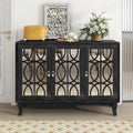 Mirrored Buffet Cabinet with Glass Doors and Silver Handles 3 Door Sideboard for Living Room, Hallway, and Dining Room