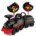 6V 2 Seater Ride On Train with Detachable Carriage, Under Seat Storage, Whistle & Flashing LED Lights, Trackless Electric Ride On Toy for Kids