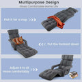 6 Position Adjustable Floor Sofa Bed, Folding Lazy Sofa Chaise Lounger Recliner with Armrests & Footrests for Living Room, Bedroom & Gaming