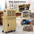2 in 1 Rolling Tool Chest, 5-Drawer Tool Storage Cabinet with Wheels, Adjustable Shelf, Tool Box Organizer for Garage Warehouse Workshop