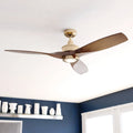 Vaxcel Curtiss Satin Brass Mid Century Modern MCM Wood Propeller Ceiling Fan with LED Light Kit and Remote
