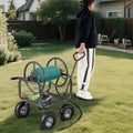 Portable Garden Hose Reel Cart Holds 300FT of 5/8" Large Capacity, Heavy Duty Metal Hose Cart with 4 Wheels & Storage Basket for Lawn Yard